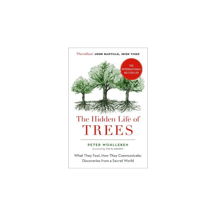 Book cover of 'The Hidden Life of Trees' by Peter Wohlleben, featuring illustrated trees.