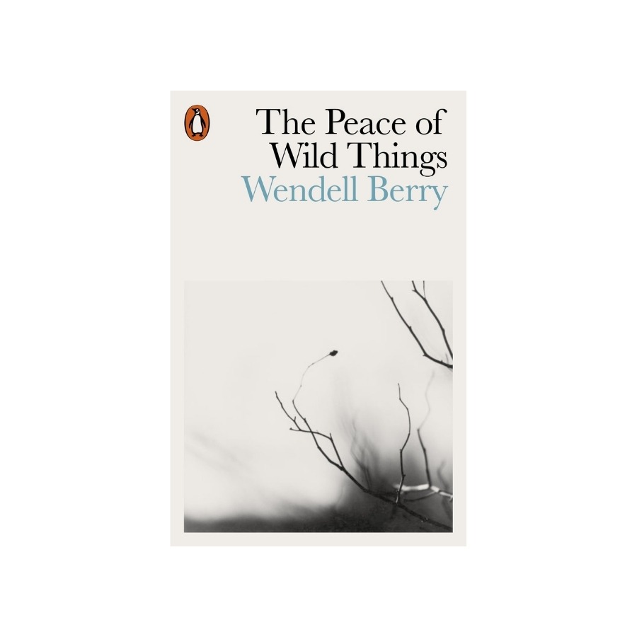 Book cover: 'The Peace of Wild Things' by Wendell Berry with branches in grayscale.